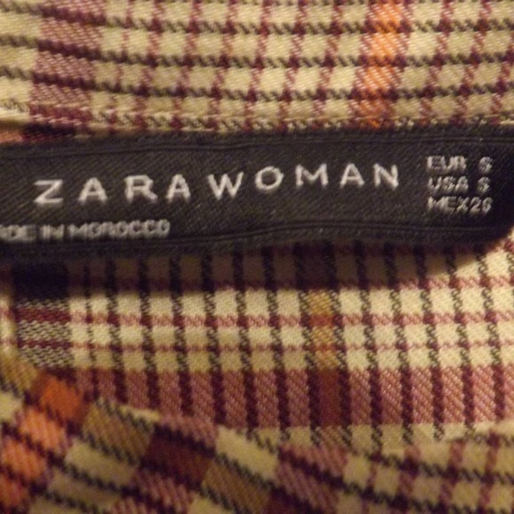 # 101 Zara Woman gingham pattern Ruffle BLouse Small - Picture 6 of 6